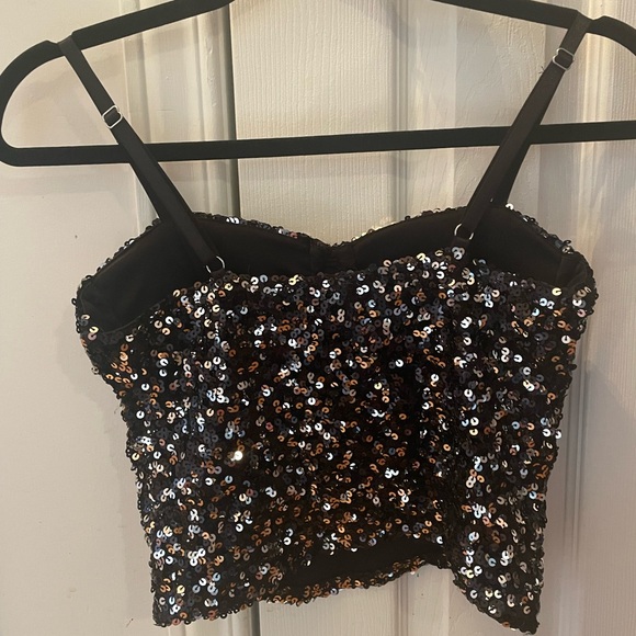 Black Sequin Bustier Top - Picture 2 of 5
